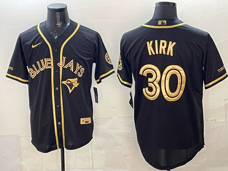 Men Toronto Blue Jays #30 Kirk Black Gold 5th Throwback 2026 Nike MLB Jersey style 02